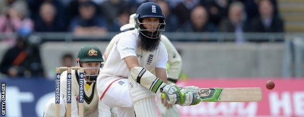 Moeen Ali plays a sweep