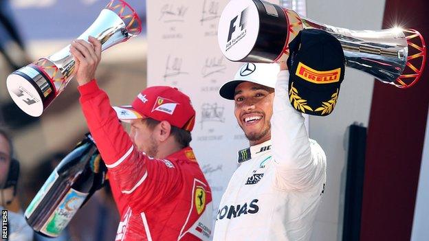 Mercedes F1 driver Lewis Hamilton and Ferrari F1 driver Sebastian Vettel