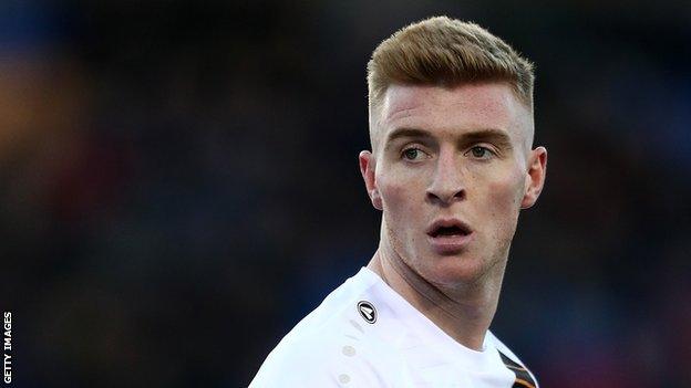 Ryan Watson looks on as he plays for Barnet in the FA Cup against Shrewsbury Town