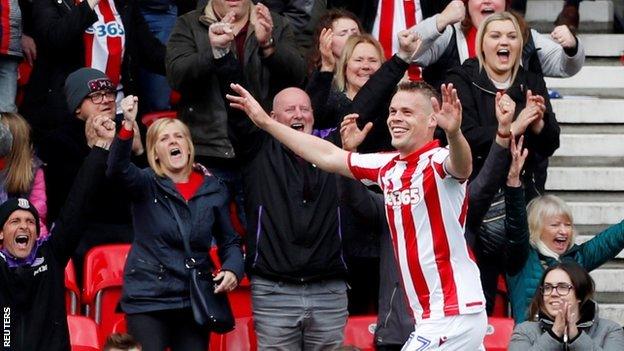 Ryan Shawcross had not scored at the Bet 365 Stadium since a 2-0 win at home to Watford in January 2017