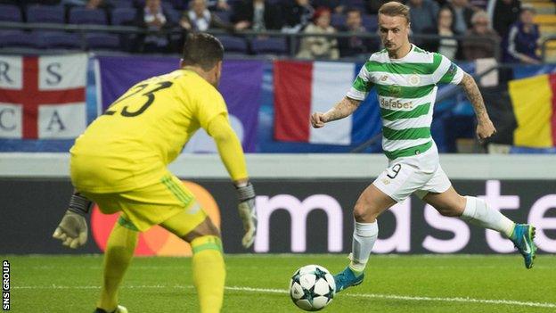 Leigh Griffiths steadies himself before firing Celtic into a first-half lead