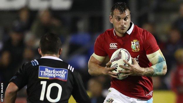 Sam Warburton in action for the Lions against the Provincial Barbarians