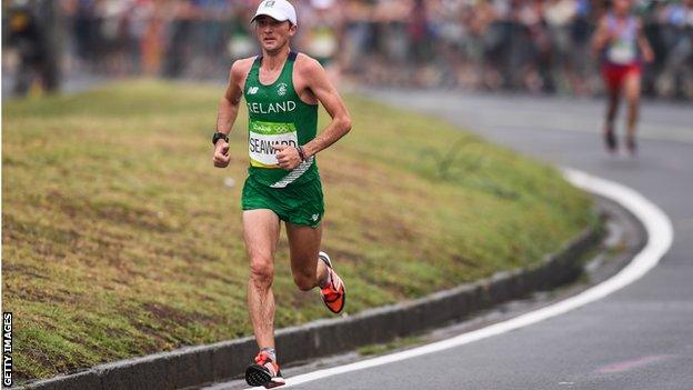 Kevin Seaward in action in the Olympic marathon in Rio