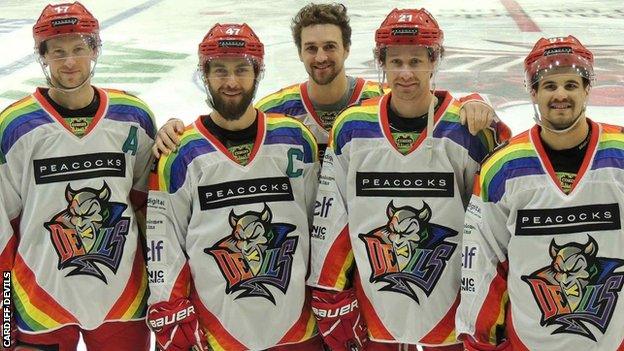 Cardiff Devils wear the Pride Jerseys