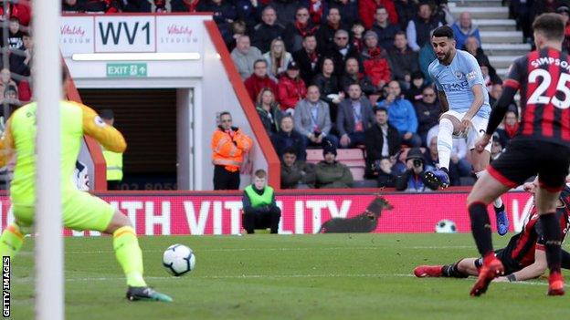 Riyad Mahrez scores against Bournemouth