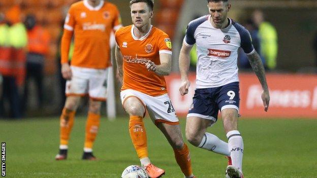 Ollie Turton in action for Blackpool