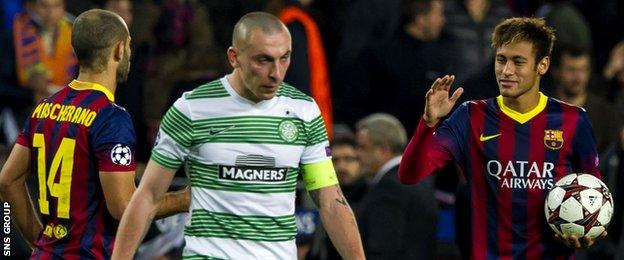 Neymar (right) scored a hat-trick in Celtic's last visit to Barcelona