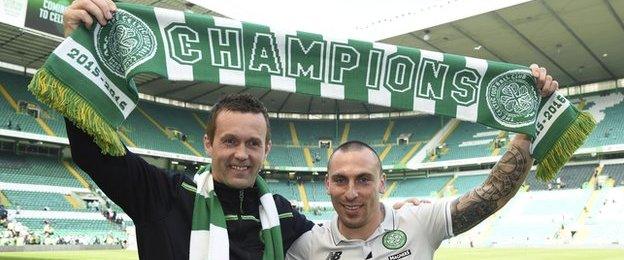 Former Celtic manager Ronny Deila and midfielder Scott Brown