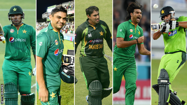 Sharjeel Khan, Khalid Latif, Nasir Jamshed, Mohammad Irfan and Shahzaib Hasan