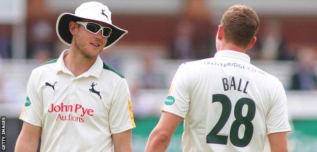 Stuart Broad (left) and Jake Ball