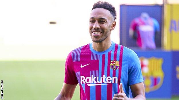 Aubameyang at his Nou Camp unveiling