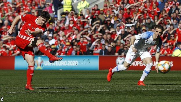 Dan James scores for Wales