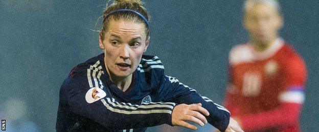 Kim Little in action for Scotland in a Euro qualifying win against Belarus last October