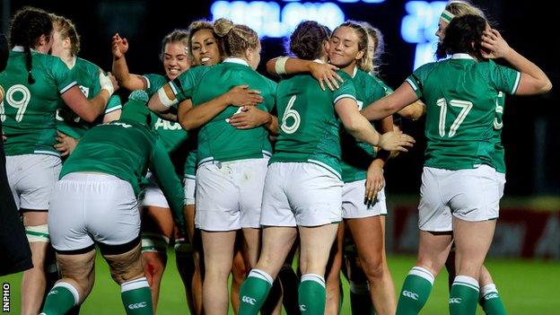 Ireland celebrate beating the USA