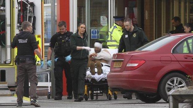 Victim on stretcher