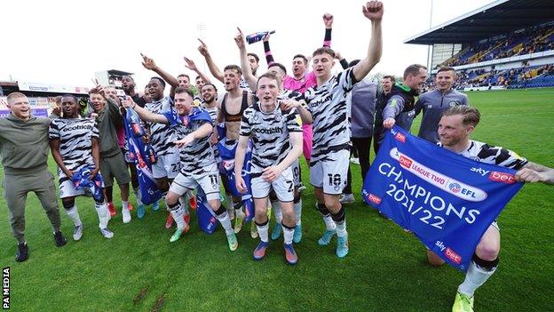 Forest Green Rovers celebrate winning the League Two title