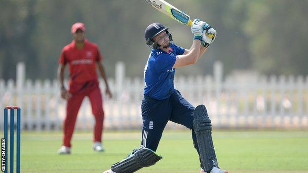 Jos Buttler bats against Hong Kong