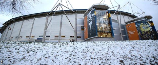 KCOM Stadium surrounded by snow