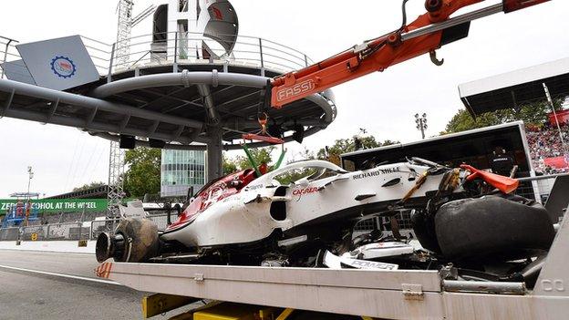 Marcus Ericsson's Sauber has huge crash in Italian GP second practice