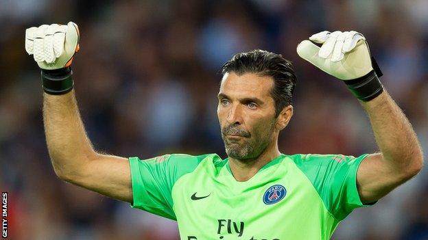 Gianluigi Buffon in action for Paris St-Germain