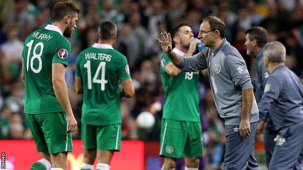 Republic boss Martin O'Neill delivers instructions from the touchline