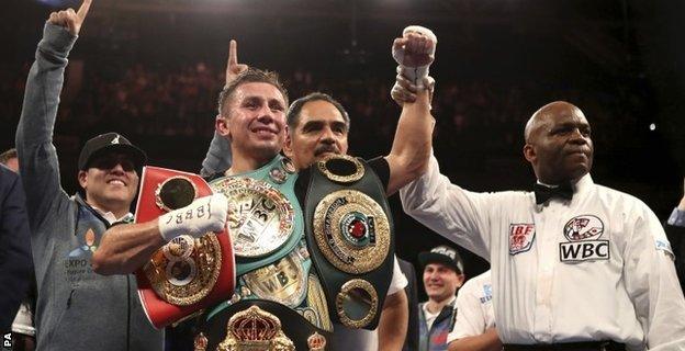 Golovkin celebrates victory