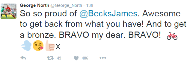 George North's tweet to girlfriend Becky James