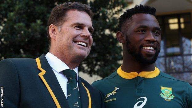 New South Africa coach Rassie Erasmus and captain Siya Kolisi