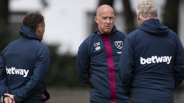 Charlie Adam (centre) with West Ham United manager David Moyes