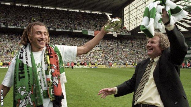 Wim Jansen, right, quit as manager after leading Celtic to title success