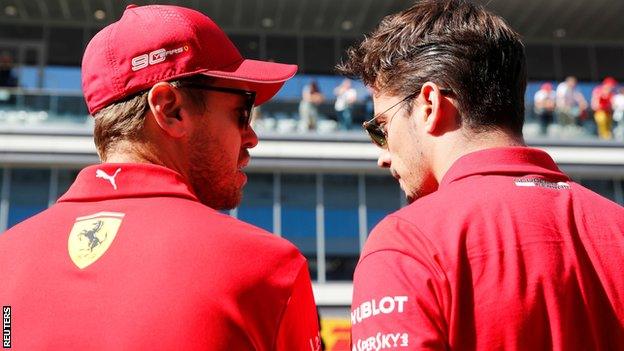 Charles Leclerc and Sebastian Vettel on the grid