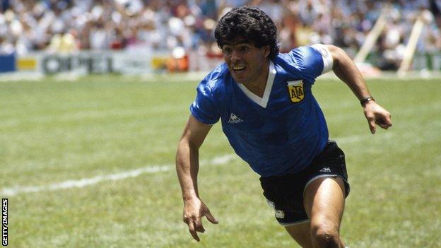 Diego Maradona in action in 1986