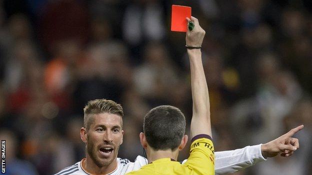 Sergio Ramos getting sent off