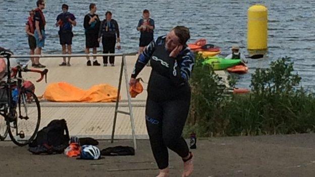 Freya taking part in one of two triathlons that she has done