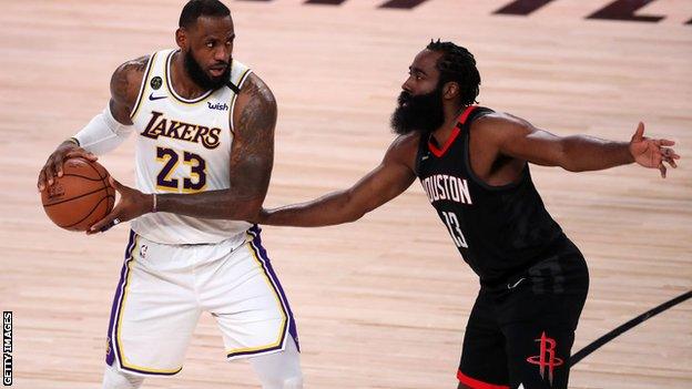 LeBron James in action against the Houston Rockets