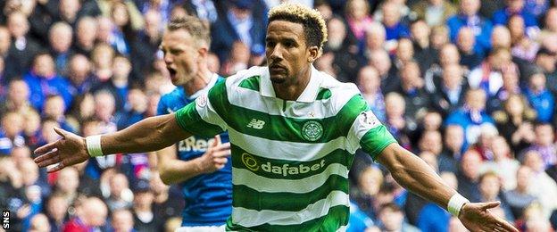 Celtic winger Scott Sinclair celebrates against Rangers