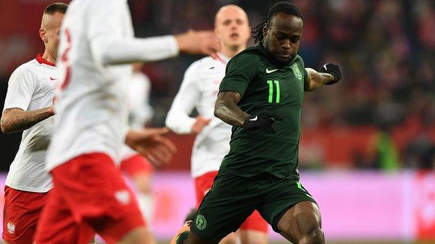 Nigeria's Victor Moses scored during the international friendly football match against Poland