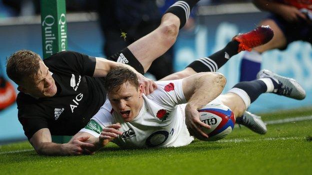 Chris Ashton scores England's first try