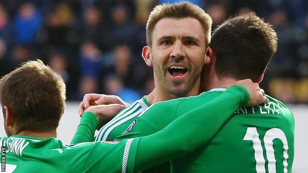 Gareth McAuley scored two headers against the Faroe Islands