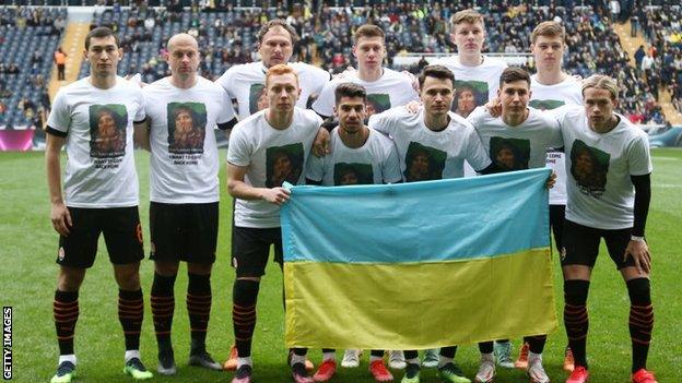 Shakhtar players before their friendly match