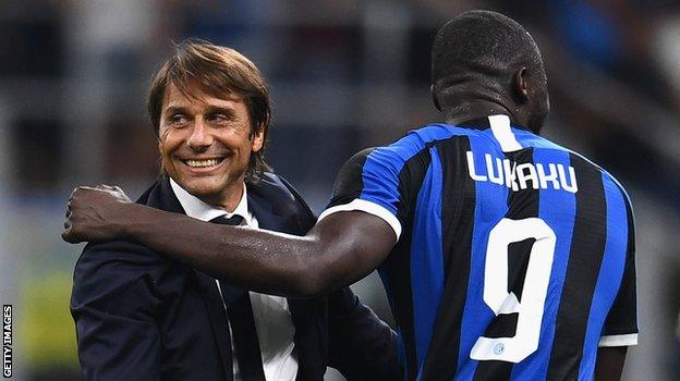 Romelu Lukaku and Antonio Conte