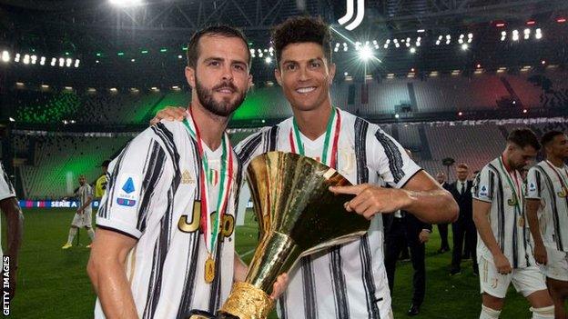 Miralem Pjanic and Cristiano Ronaldo