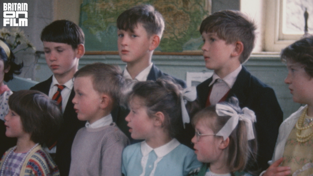 Children at their last day of school before Capel Celyn village became a reservoir