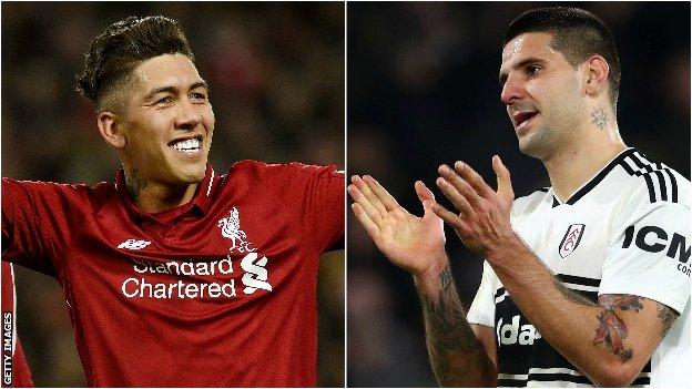 Roberto Firmino (Liverpool) and Aleksandar Mitrovic (Fulham)