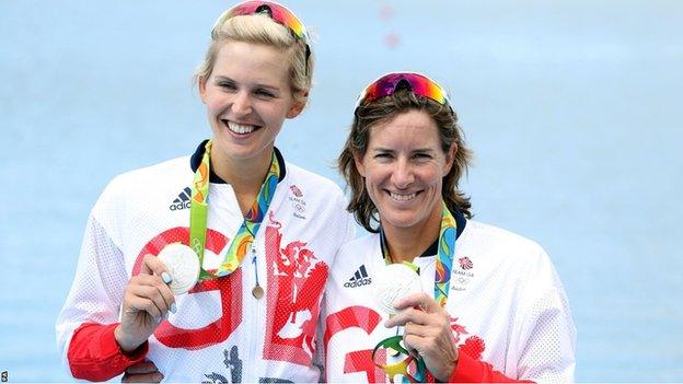 Great Britain's Victoria Thornley and Katherine Grainger (right)