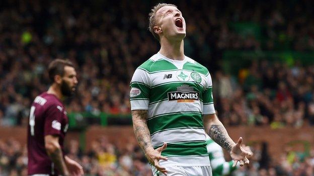 Celtic striker Leigh Griffiths shows his frustration