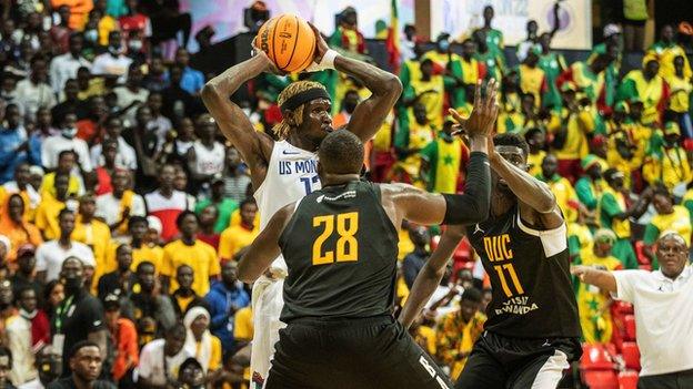 Ater Majok in action for US Monastir in the Basketball Africa League