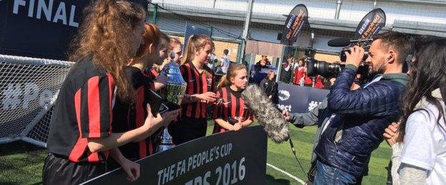 There were media responsibilities for the winners, like under-16 girls champions Frampton Rangers