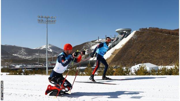 British Nordic skier Callum Deboys during training