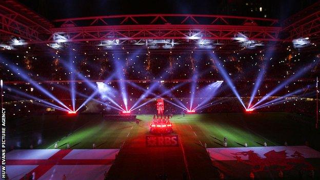 Light show at the Millennium Stadium in 2015